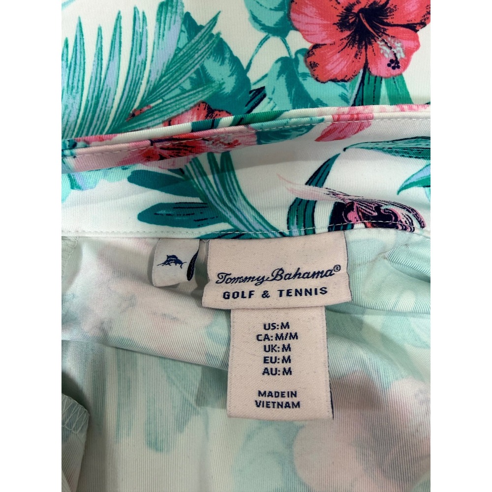 Tommy Bahama Golf & Tennis Dress Womens Medium Tropical Floral Quarter Zip Teal - Picture 7 of 7